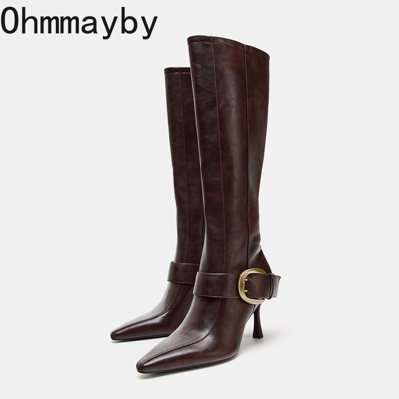 Women'S Fashion Knee High Boots - Botas de cano alto com bico