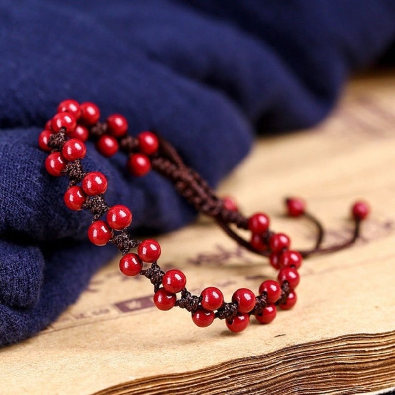Women'S Fashion Jewellery - Personalizado natural vermelho cinábrio 6mm contas