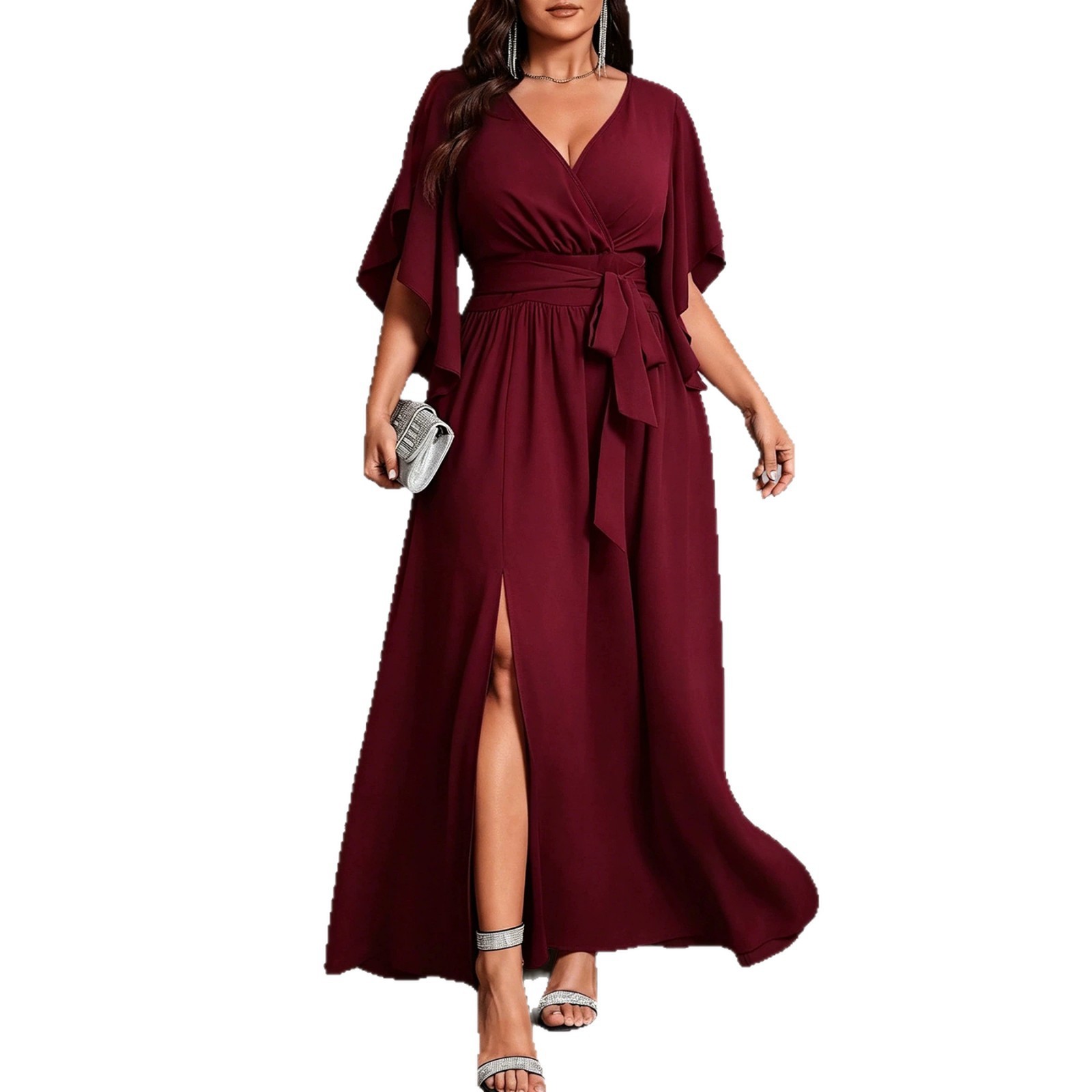 Vestido de manga curta com dec - Women Fashion Necktie avaliação e preço