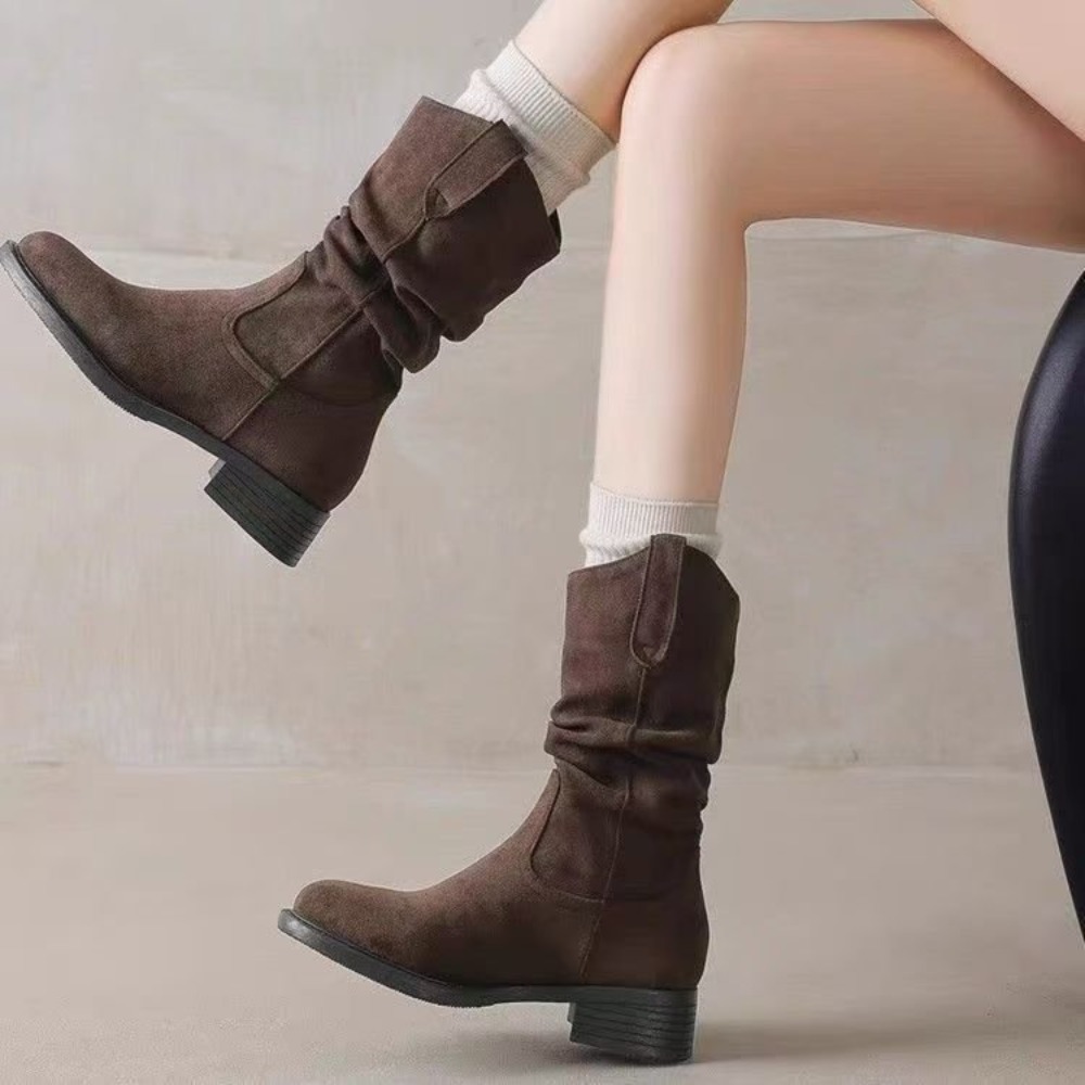 Botas de cano médio com salto  - Women'S Fashion Korea avaliação e preço