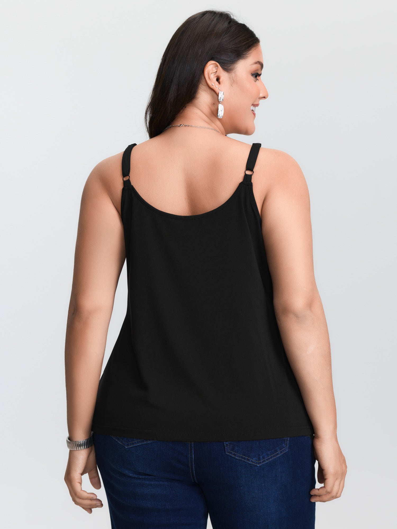 Camisola de malha preta, dispo - Lace Trim Cami avaliação e preço