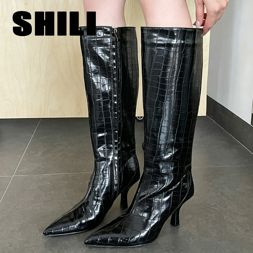 Botas de cano alto pretas e se - Women'S Fashion Knee High Boots avaliação e preço