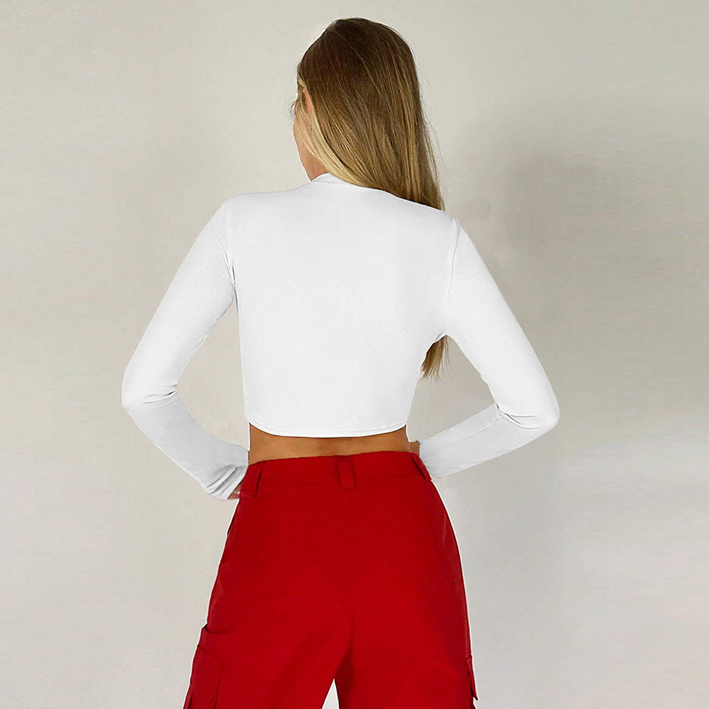 Nova Blusa Cropped Feminina de - Women Fashion Necktie avaliação e preço